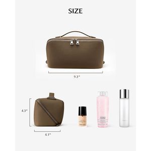 Borsa per il Trucco Impermeabile di Grande Capacità con Divisorio e Maniglia, Apribile a Piatto, per Viaggi e Cosmetici - Product Image 2