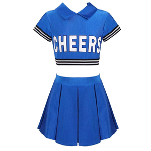 Black Cheerleader Outfit Shorts with Mid Waist Pleated Skirt Set for Women Girls Fashion Sport Wear Spandex/Nylon Quick Dry - Product Image 5