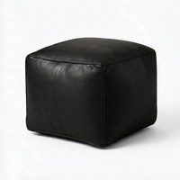 Pouf ottoman carré portable en cuir véritable noir de luxe, repose-pieds de style marocain, accent de siège pour les intérieurs de chambre modernes
