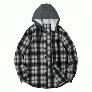 Wholesale ARTIZ INTERNATIONAL Letterman <b>Flannel</b> <b>Jacket</b> Durable Windproof Eco-Friendly Hooded Nylon/Cotton Front Logo <b>Men's</b> - Product Image 3