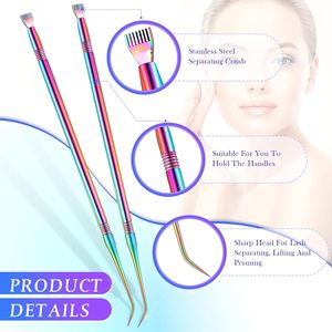 Herramienta de doble punta para levantar cejas con acabado arcoíris y cepillo tipo spoolie para dar forma y levantar las cejas - Product Image 3