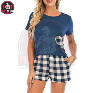 Customized Made Women's Solid Color T-Shirt Shorts Set Cotton/Polyester Blend Breathable Best Quality Multiple Colors Available - Product Image 4