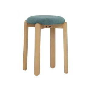 Modern Minimalist Durable Stackable Ocean Green Fabric <b>Stool</b> Natural Beech Wood Legs Apartment <b>Bedroom</b> Dining <b>Stool</b> - Product Image 1