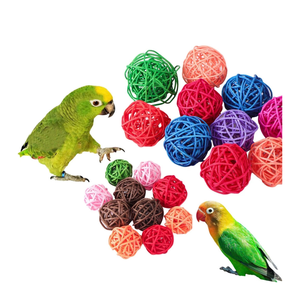 Paquete de Bolas de Mimbre y Ratán Ecológicas, Juguetes Masticables para Loros Pequeños, Quaker, Periquitos, Simples, Lindos, Color Natural, a Granel, Vietnam - Product Image 1
