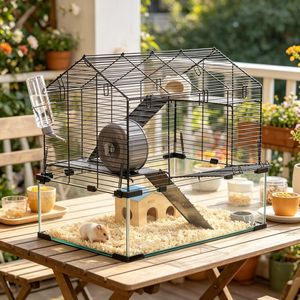 Gabbia Moderna in Metallo e Vetro per Piccoli Animali (Uso Interno/Esterno per Razze Medie e Piccole) - Product Image 6