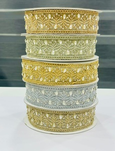 Wholesale Custom Made Embroidered <b>Lace</b> Trim Intricate Floral Motif Metallic Threadwork Pearl Embellishments Brocade Fabric <b>lace</b> - Product Image 5
