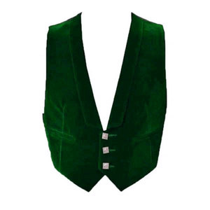 Dark Green Velvet Prince Charlie Jacket 3 Button <b>Vest</b> Jacket Men's Scottish Traditional Highland Outfit - Product Image 3
