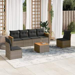 Grey Garden <b>Sofa</b> <b>Set</b> Outdoor Furniture Rattan With Waterproof Cushions Contemporary Design For Patio Use - Product Image 1