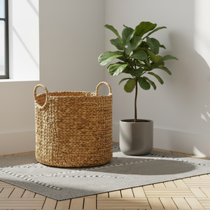 Vietnam Handmade Water Hyacinth <b>Basket</b> <b>With</b> Natural Woven <b>Lid</b> for Storage of Laundry Clothes Toys and Home Decoration - Product Image 3