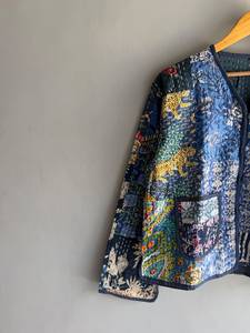Chaqueta acolchada de algodón hecha a mano con estampado floral de leopardo, abrigo informal de invierno para mujer con bolsillos, regalo para ella. - Product Image 2