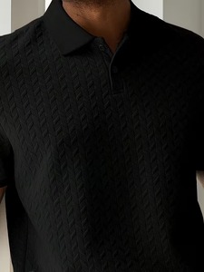 Jacquard Texturizado Sólido Premium para Camisa de Hombre, Manga Corta, Transpirable, Tejido de Punto, Casual, Moda, Golf, Personalizado OEM/ODM - Product Image 3