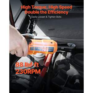 Ensemble de clés à cliquet électriques sans fil alimentées par batterie 2 x 2,0 Ah, entraînement de 3/8 pouce, 230 tr/min, couple de 88 pieds-lb, chargeur sans fil, douilles, adaptateurs - Product Image 2