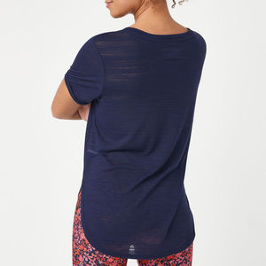 Unisex <b>Navy</b> Blue V-neck Short Sleeve 100% Cotton Jersey Knitted T-Shirt Regular Fit Breathable Casual Solid Color Winter <b>Top</b> - Product Image 2
