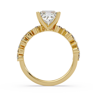 Vintage Princess Cut Lab Grown Diamond Engagement <b>Rings</b> 14K Pure Gold Cluster Matching Set Anniversary Band For Women Jewelry - Product Image 4