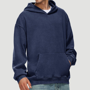 Sudaderas con capucha de punto transpirable para hombre con logotipo personalizado, lavado ácido, bajo MOQ, último diseño, en diferentes tallas. - Product Image 4