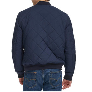 Blouson Bomber Homme Bleu Marine Col Montant Fermeture Éclair Couleur Unie Décontracté Polyester Vêtement d'Extérieur Automne Coupe Droite - Product Image 4