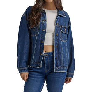 Wholesale <b>Womens</b> Denim <b>Jacket</b> Casual Button Up Jean <b>Jacket</b> Vintage Wash Long Sleeve Outerwear Custom Logo Denim <b>Jacket</b> - Product Image 1