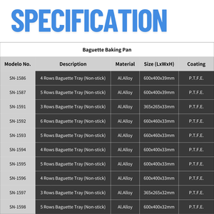 ถาดอบบาแกตต์แบบมีรู ATLAS STAR 5 แถว ขนาด 60x40 ซม. 5 ช่อง  วัสดุอลูมิเนียมอัลลอยด์เคลือบ PTFE ป้องกันติด สำหรับอบขนมปังฝรั่งเศสและอิตาเลียน - Product Image 3