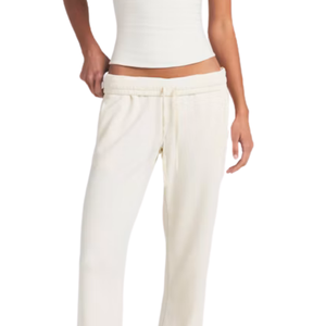 Pantalones anchos para mujer al por mayor, corte relajado, cintura elástica con cordón, bolsillos laterales, largo completo, dobladillo abierto, ropa casual de descanso OEM - Product Image 5