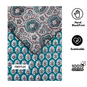 Tela de Algodón Puro con Estampado Floral de Lujo Hecha a Mano en India, Tela Textil para Cama y Comedor de Artesanos de Jaipur, Ecológica y Sostenible - Product Image 2