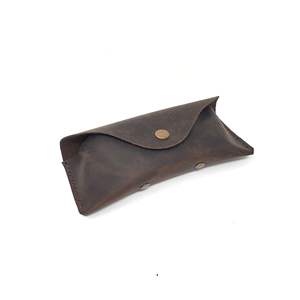 Étui à lunettes en cuir véritable avec fermeture à pression, étui à lunettes de soleil et sac pour lunettes - Product Image 2