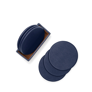 Modern <b>Square</b> Teal Leather Coaster Cup Mat with Stitched <b>Edge</b> for Desk Office Table - Product Image 4