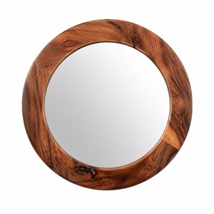 Miroir mural rond rustique en bois de Sheesham - Artisanat écologique en gros |   Aqudus Saleem - Product Image 1