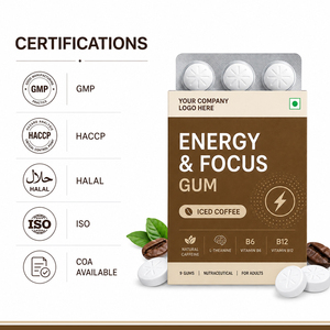 ผู้ผลิตหมากฝรั่งคาเฟอีนที่ใช้งานได้พร้อมวิตามิน L-theanine และ B - Product Image 4