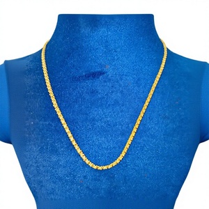 Chaîne en or massif 22 carats pour hommes et femmes, collier à maillons cylindriques en or jaune authentique, bijoux fins faits à la main en Inde, à porter au quotidien, cadeau - Product Image 1