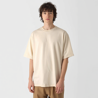 T-shirt Homme Col Rond Oversize en Coton Peigné 100% Tricoté 220240 GSM, Coupe Boxy Épaules Tombantes, Grammage Lourd, Respirant, Anti-Plis