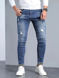 New Fashion Slim Fit Denim Jean Men Solid Skinny Ripped Best Quality Casual Wear Pants - Product Image 2
