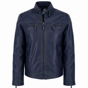 Veste décontractée en cuir PU pour homme, coupe ajustée, col montant, toile douce et respirante, logo personnalisé OEM - Product Image 4