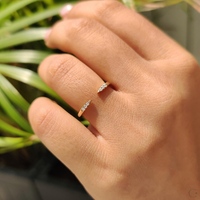 Anillo de boda apilable de media eternidad con diamante marquesa de 0.20CT con hueco abierto, realzador de anillo, de oro macizo de 14k y 18k, joyería para fiesta