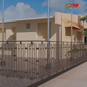 Clôture en fer moderne avec finition thermolaquée, hauteur de 8 pieds, pour la sécurité et l'intimité en extérieur - Comprend la modélisation 3D - Product Image 1