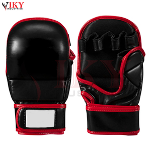 Bon Fournisseur, Gants de Grappling et de Sparring MMA en Cuir Synthétique Robuste, Service OEM ODM, Haute Performance, Bordure Noire et Rouge - Product Image 1
