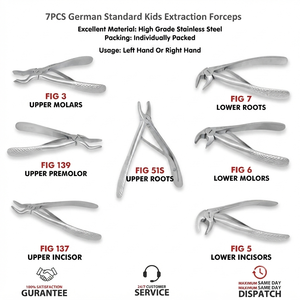 OPTITECH DE-4300 Extraction Forceps <b>Kit</b> 7Pc Set General Surgery Dental Instruments Manual German Stainless Steel Class II CE - Product Image 6