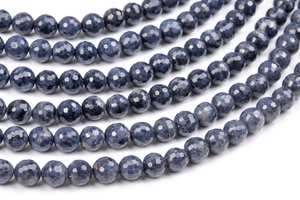 Perles de saphir naturel authentique, bleu foncé, micro-facettées, rondes, en vrac, pour la création de bijoux, bracelets - Product Image 6