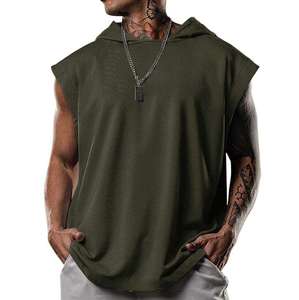 Men's Sporty <b>Workout</b> Hooded Tank Tops 100% Cotton Gym <b>Hoodie</b> with Muscle Cut Off Breathable Sleeveless <b>Hoodie</b> for Bodybuilding - Product Image 3
