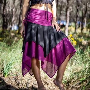 กระโปรงผ้าฝ้ายสไตล์โบฮีเมียนแบบสองสี ทรงเอซิมเมตริกชายระบายพลิ้วไหวสำหรับฤดูร้อน ราคาขายส่งสำหรับผู้หญิง - Product Image 4