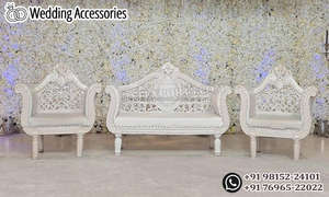 Ensemble de canapé élégant en diamant pour couple de mariage Ensemble de canapé de mariage fantaisie blanc Design platine Ensemble de canapé de mariage blanc pour banquet - Product Image 5