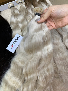 Extensions de cheveux humains vierges vietnamiens à pointes en kératine, super double drawn, couleur brun clair, 30 pouces - Product Image 2