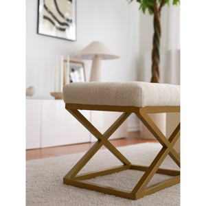 Premium Quality Iron Frame Fabric Seat <b>Stool</b> Durable Metal Base Upholstered Foot Rest Ottoman <b>Stool</b> for Home <b>Office</b> and Hotels - Product Image 2