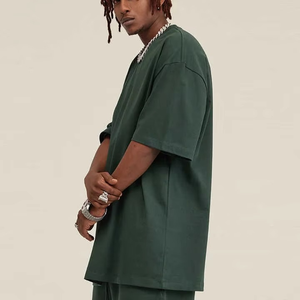 ชุดลำลองวินเทจไซส์ใหญ่สำหรับผู้ชาย เสื้อยืดแขนสั้นถักทรงหลวม กางเกงขาสั้นสีพื้นสำหรับฤดูร้อน รับผลิตแบบ ODM ปรับแต่งได้ - Product Image 2