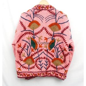 Colorful <b>Hand</b> Embroidered Floral Jacket Women's Cotton Open Front Jacket Prairie Chic Style Full Sleeve Spring Wear - Product Image 4