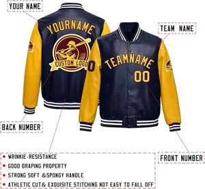 Custom Leather Letterman <b>Baseball</b> <b>Jackets</b> Personalized Stitched Names and Numbers Team Logo <b>for</b> Adults Youth - Product Image 2