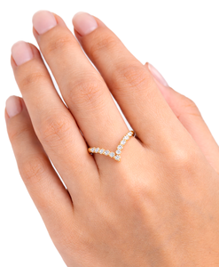 Curved Chevron Band IGI Certified Round Lab Diamond Pave Band 18K Solid Gold <b>Proposal</b> <b>Ring</b> Promise <b>Ring</b> DEF Color VS VVS Clarity - Product Image 5