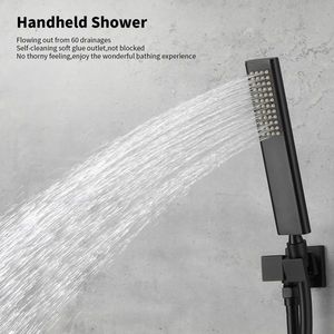Sistema Doccia Nero Opaco con Cascata da 12 Pollici e Rubinetto per Vasca da Bagno NPT per Uomo - Finitura Nichel - Product Image 6
