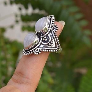 Bague en pierre de lune, argent sterling 925, faite à la main, bijou pour elle - Product Image 3