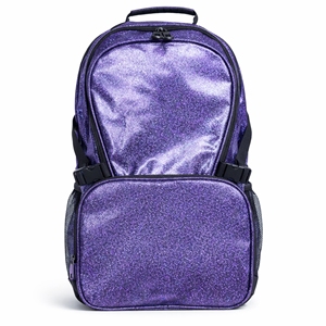 Mochila Personalizada para Animadoras, Morada con Brillantina, Bolsillo Frontal, Logotipo Escolar, Venta al Por Mayor OEM - Product Image 1