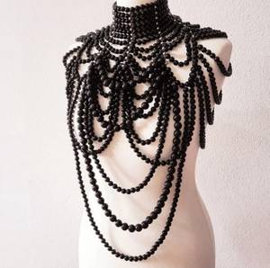 Elegant ABS Pearl Shoulder <b>Collar</b> Necklace Handmade Beaded Fashion Neck Cape for Bridal Evening Party Women Accessories - Product Image 4